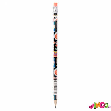 Олівець YES чорнографітний з гумкою в платиковій тубі Sticky Mood, 280631