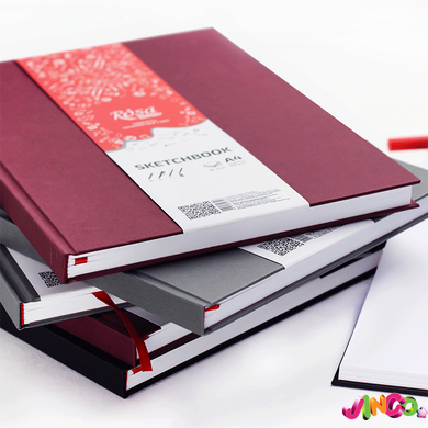 Блокнот для рисунку A4 (21х29,7см) 100г/м2 96л бордо ROSA Studio