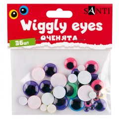 Оченята SANTI самоклеючі, кольорові, асорті, 36 шт. Уп , 954652
