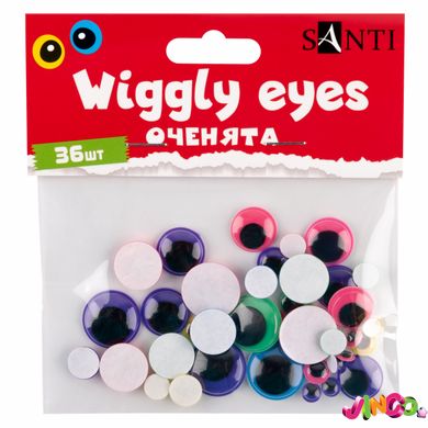 Оченята SANTI самоклеючі, кольорові, асорті, 36 шт. Уп , 954652