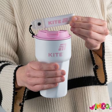 Термокружка Kite K25-1220-3, 450 мл, біло-рожева, білий, рожевий