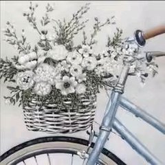 ME13835 Алмазна картина Велосипед з квітами у кошику Strateg розміром 30х30 см (ME13835)