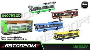Тролейбус мет. АВТОПРОМ арт. 6407ABCD 1:72,4 кольор., короб. 20*6*8см
