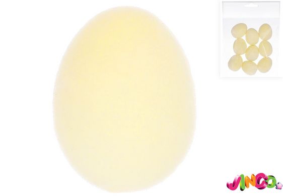 113-113 Набір (6шт) декоративних яєць з флоковим напиленням, 3 4см, колір - жовтий пастельний