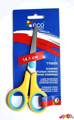 TY805S Ножиці офісні з нержавіючої сталі, пластиковими ручками, довжина 14,1см, колір синьо-сірий