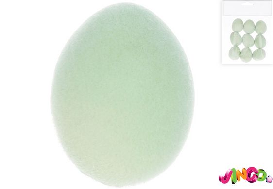 113-114 Набір (6шт) декоративних яєць з флоковим напиленням, 3 4см, колір - зелений Тіффані