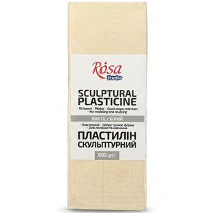 502304 Пластилін ''Скульптурний'', білий, 800г, ROSA Studio