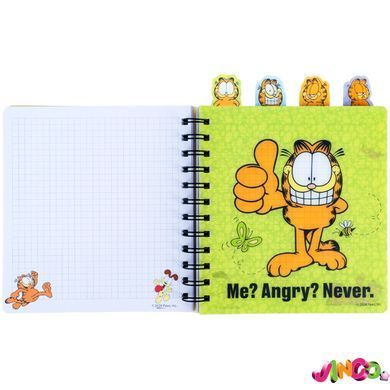 Блокнот з розділювачами на спіралі Garfield GF26-278, 80 аркушів, клітинка, пластикова обкладинка