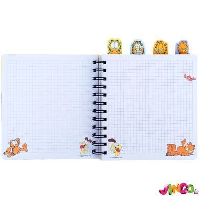 Блокнот з розділювачами на спіралі Garfield GF26-278, 80 аркушів, клітинка, пластикова обкладинка