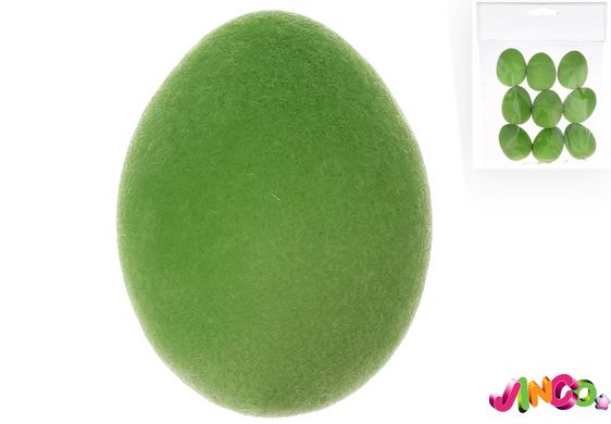 113-115 Набір (6шт) декоративних яєць з флоковим напиленням, 3 4см, колір - зелений лайм