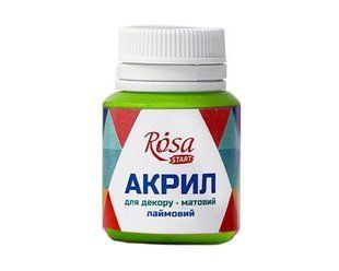 20038 Акрил для декору, Лаймовий, матовий, 20 мл, ROSA START