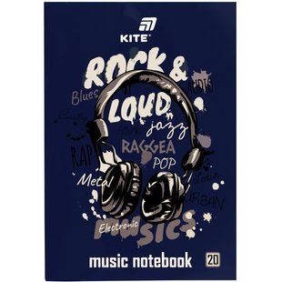 K26-404 Зошит для нот А4, 20 л, Rock Loud
