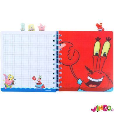 Блокнот з розділювачами на спіралі Sponge Bob SB26-278, 80 аркушів, клітинка, пластикова обкладинка