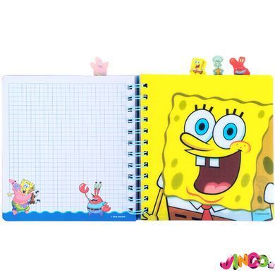 Блокнот з розділювачами на спіралі Sponge Bob SB26-278, 80 аркушів, клітинка, пластикова обкладинка