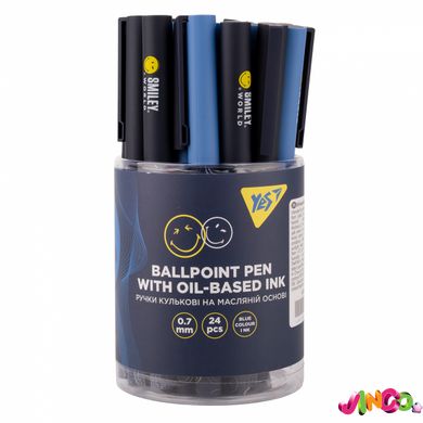 Ручка кулькова YES Smiley World United 0,7 мм синя, 412180