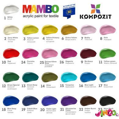 Фарба по тканині MAMBO ART Kompozit, 50 мл, 10 червоний, 10 червоний