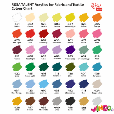 Фарба акрилова для тканин, біла, 60 мл, ROSA Talent (263460401), Білий 01