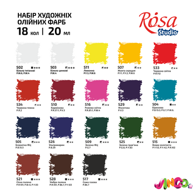 Набір олійних фарб 18х20мл блістер ROSA Studio