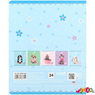Зошит шкільний Kite Studio Pets SP26-238, 24 аркуші, клітинка