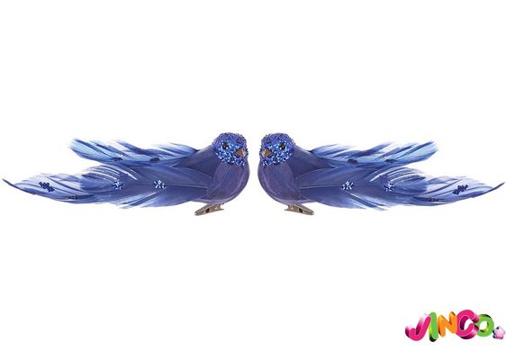 499-103 Декоративная птица на клипсе 18см, 2 дизайна, цвет - блюмарин
