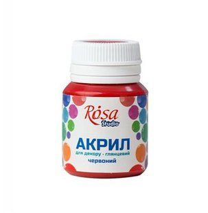 21007 Акрил для декору, Червоний, глянцевий, 20 мл, ROSA Studio
