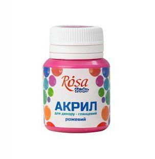 21009 Акрил для декору, Рожевий, глянцевий, 20 мл, ROSA Studio