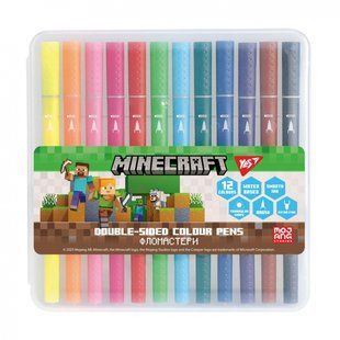 Фломастери двосторонні Yes 12 кольорів "Minecraft" (650574)