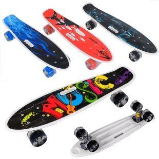 Скейт Пенні борд C 70822 Best Board, 4 види, дека з ручкою, підшипники ABEC-7, колеса світяться PU d = 6см