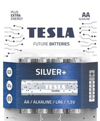 Лужні батарейки TESLA Batteries 1.5V AA / LR06 SILVER+;блистер-4шт. в упаковці