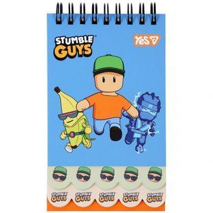 Блокнот Yes 85x142/60 подв. спіраль "Stumble Guys Blue" з 2 фігурними ярусами (152236)