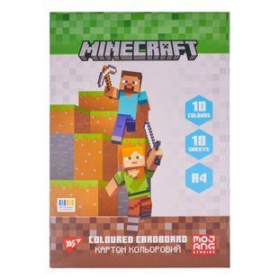 Картон кольоровий односторонній Yes Minecraft, А4, 10 аркушів, папка (955455)