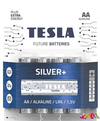 392332 Лужні батарейки TESLA Batteries 1.5V AA LR06 SILVER + блістер-4шт. в упаковці