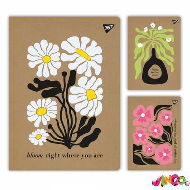 Зошит для записів YES А4/48 кл. крафт Flowers (681997)