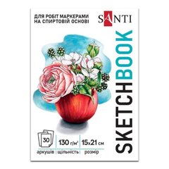 743213 Скетчбук SANTI Blossom А5, 30 аркушів, склейка, 130г м2