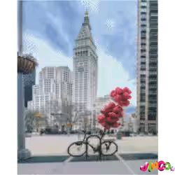 FA40845 Алмазна картина Припаркований велосипед із кульками Strateg розміром 40х50 см кр (FA40845)