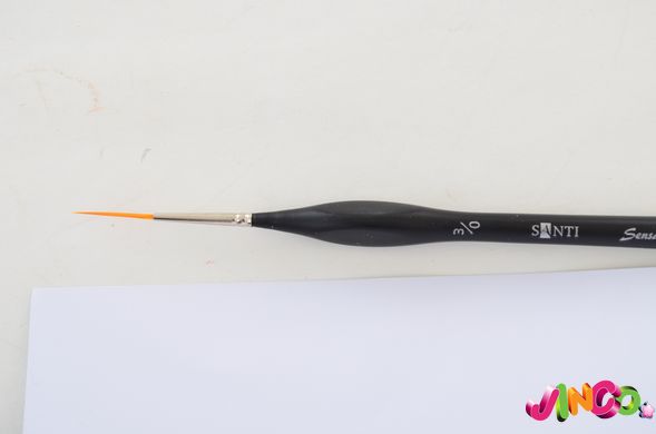 Художній пензель, синтетика "Santi Sensation", коротка вигнута ручка, лайнер, №3/0 (310759)