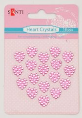 952663 Набір кристалів самоклеючих сердечка рожеві, 18 шт