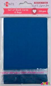 Набір темно-синіх заготівок для листівок, 10см*15см, 230 г/м2, 5шт (952268)