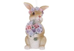 K07-492 Фігурка-підвіска Кролик з букетом квітів, 8см