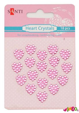 Набор кристаллов самоклеящихся сердечек розовые, 18 шт (952663)