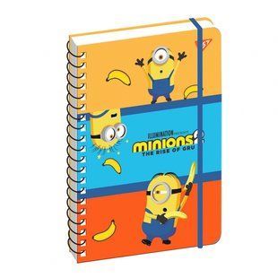 Блокнот YES А5, 80 аркушів, подвійна cпіраль з гумкою Minions (151773)