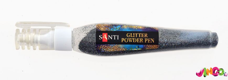 Ручка Santi с рассыпным глиттером, черный, 10г (411745)