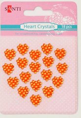 952677 Набір кристалів самоклеючих сердечка помаранчеві, 18 шт