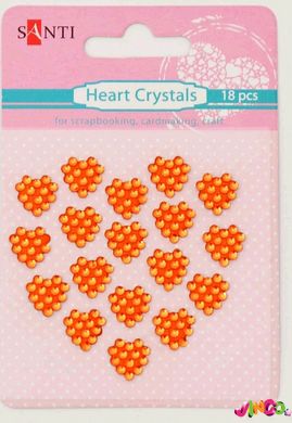 Набір кристалів самоклеючих сердечка помаранчеві, 18 шт (952677)