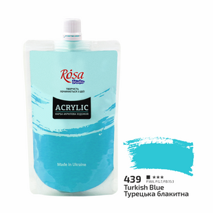 Фарба акрилова Турецька блакитна (439) 200 мл ROSA Studio, Турецька блакитна 439